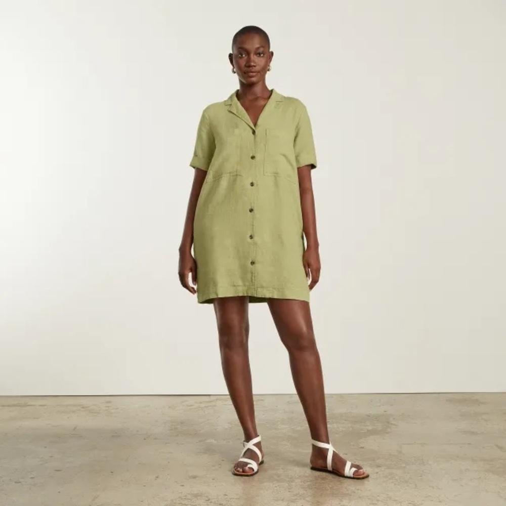 Everlane Linen Workwear Dress Leek XXS